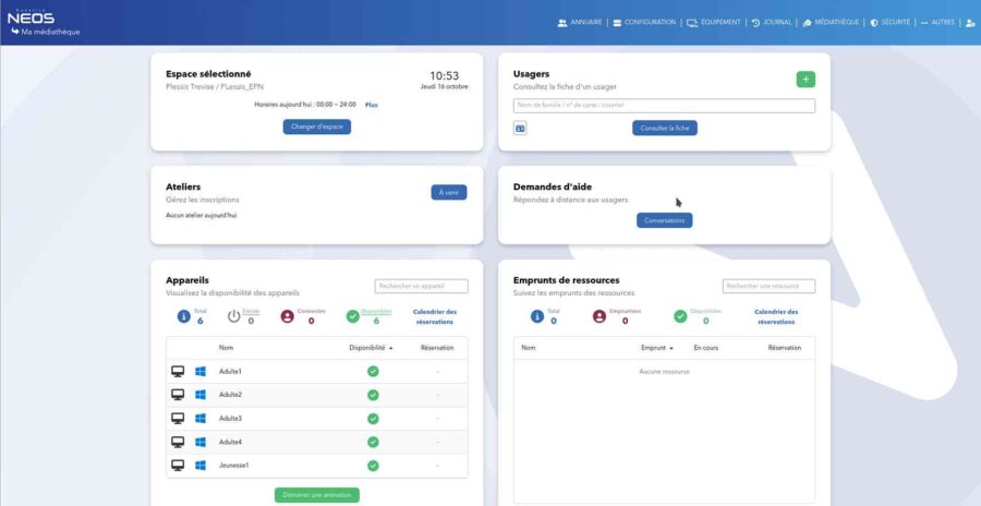 Contrôle sessions Novatice NEOS Logiciel gestion EPN